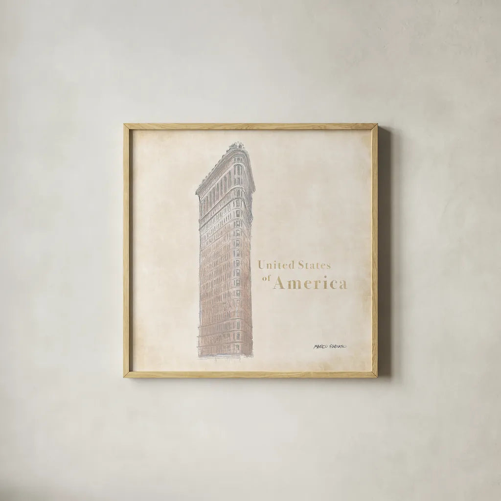 World Trekker V by Marco Fabiano. Shown in a natural wood glass frame for a timeless modern aesthetic. Available as an archival giclee rolled canvas, fine art paper, or poster print. SKU 37231a.