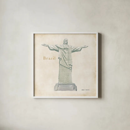 World Trekker VI by Marco Fabiano. Shown in a crisp white glass frame for a clean and minimalist style. Available as an archival giclee rolled canvas, fine art paper, or poster print. SKU 37232a.