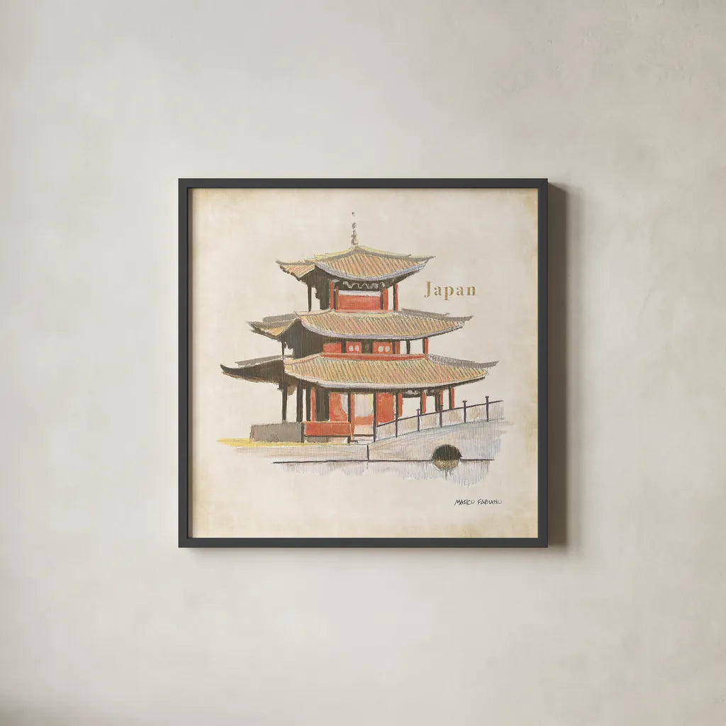 World Trekker VIII by Marco Fabiano. Shown in a sleek black glass frame for a contemporary gallery look. Available as an archival giclee rolled canvas, fine art paper, or poster print. SKU 37234a.