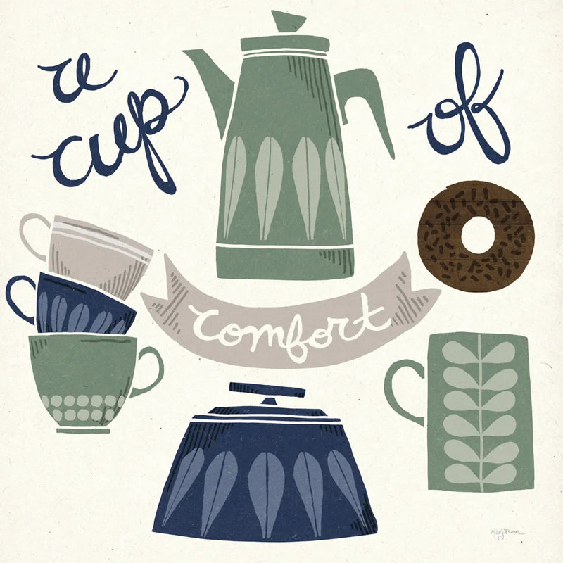A Cup of Comfort Winter by Mary Urban. SKU 62316a. Archival Giclee Fine art print for wall decor.