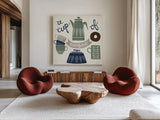 A Cup of Comfort Winter by Mary Urban. Shown as extra-large giant wall art in a modern living room. Available as an archival giclee rolled canvas, fine art paper, or poster print. SKU 62316a.