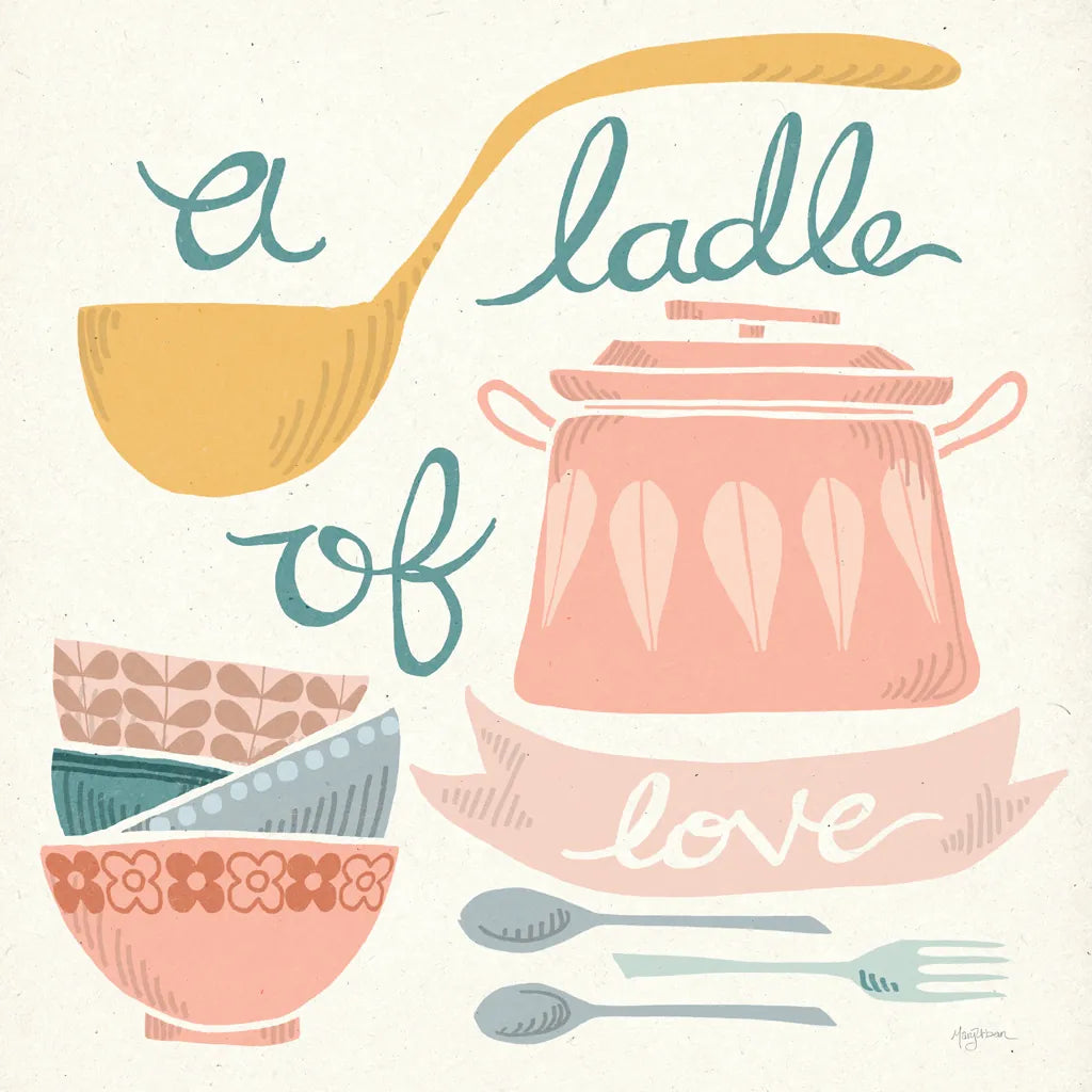 A Ladle of Love Pastel by Mary Urban. SKU 56989a. Archival Giclee Fine art print for wall decor.