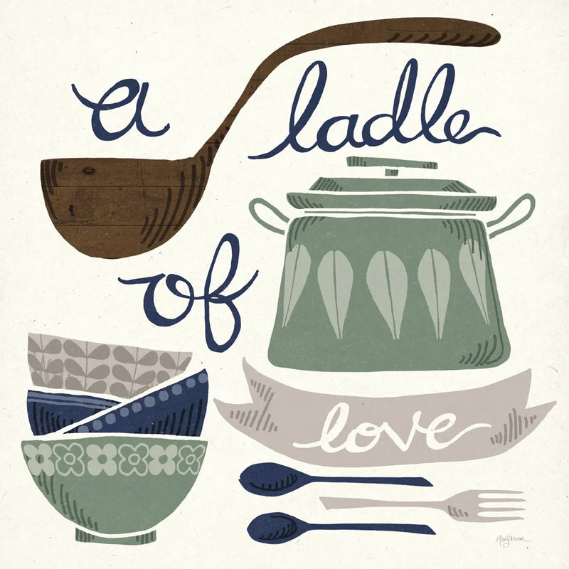 A Ladle of Love Winter by Mary Urban. SKU 62314a. Archival Giclee Fine art print for wall decor.