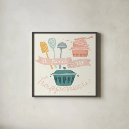 A Pinch of Happiness Pastel by Mary Urban. Shown in a sleek black glass frame for a contemporary gallery look. Available as an archival giclee rolled canvas, fine art paper, or poster print. SKU 56990a.