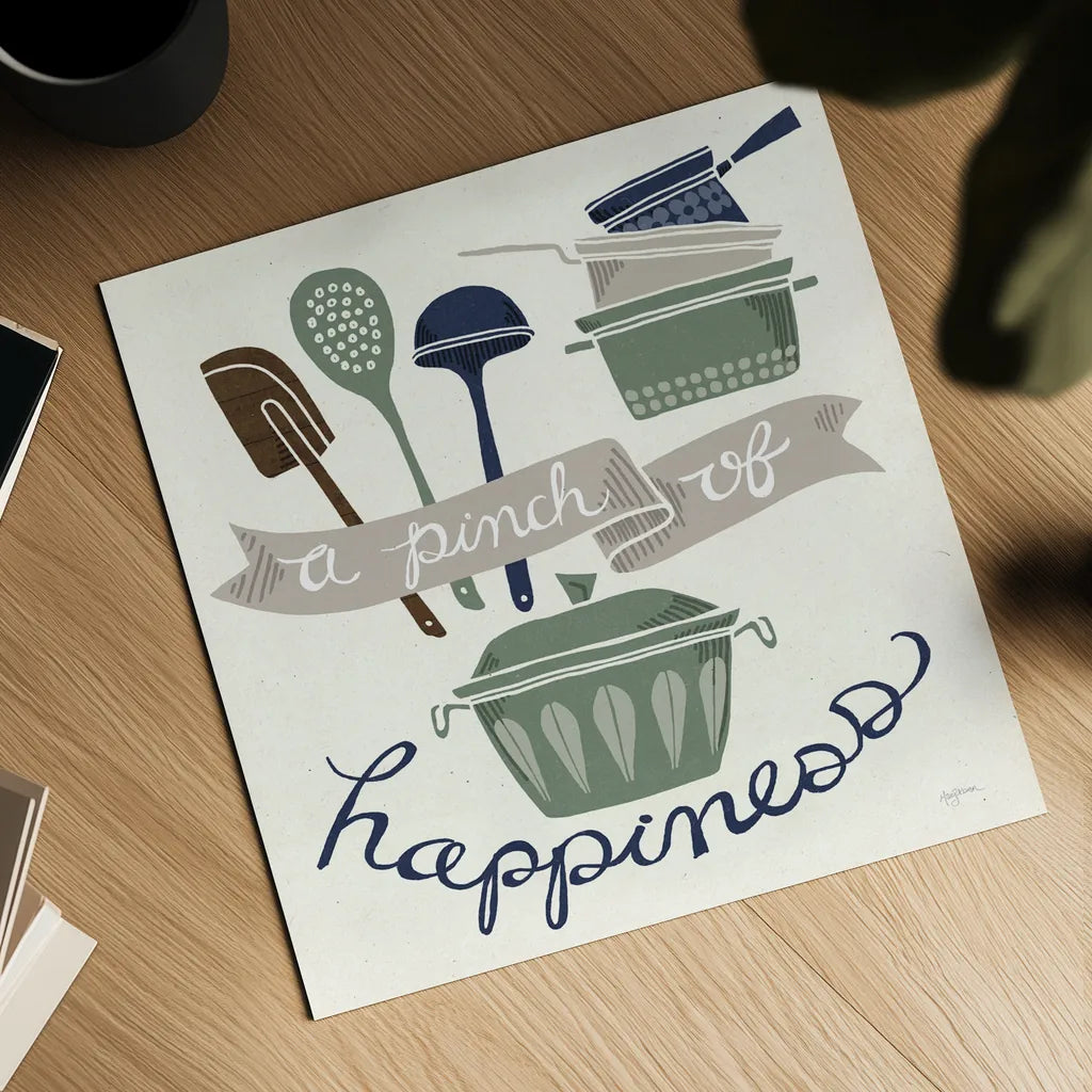 A Pinch of Happiness Winter by Mary Urban. Shown as a detailed flat fine art print, highlighting archival giclee quality. Available as an archival giclee rolled canvas, fine art paper, or poster print. SKU 62315a.