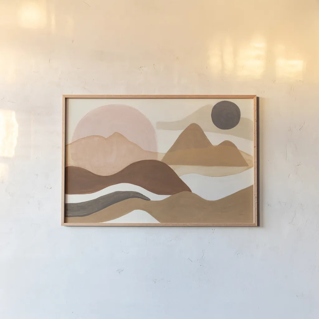 Adobe Boho by Mary Urban. shown as a paper print in a natural frame. Available as a archival giclee rolled canvas, fine art paper, or poster print. SKU 59882i.