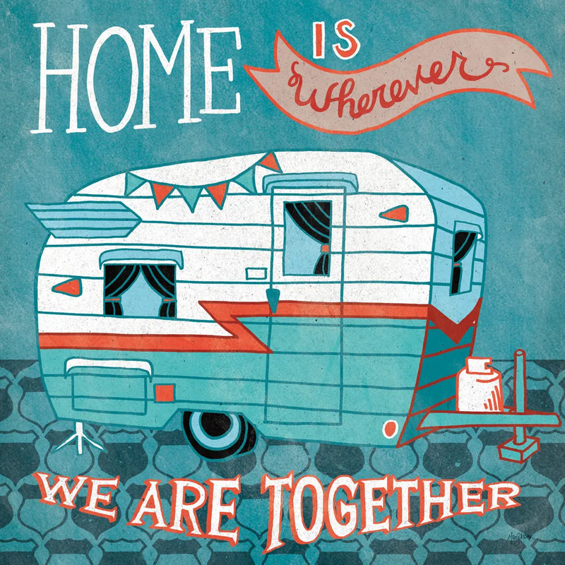 Adventure Love Camper by Mary Urban. SKU 20965a. Archival Giclee Fine art print for wall decor.