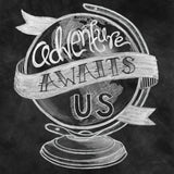 Adventure Love Globe Chalk by Mary Urban. SKU 30516a. Archival Giclee Fine art print for wall decor.