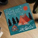 Adventure Love Tent by Mary Urban. Shown as a detailed flat fine art print, highlighting archival giclee quality. Available as an archival giclee rolled canvas, fine art paper, or poster print. SKU 30520a.