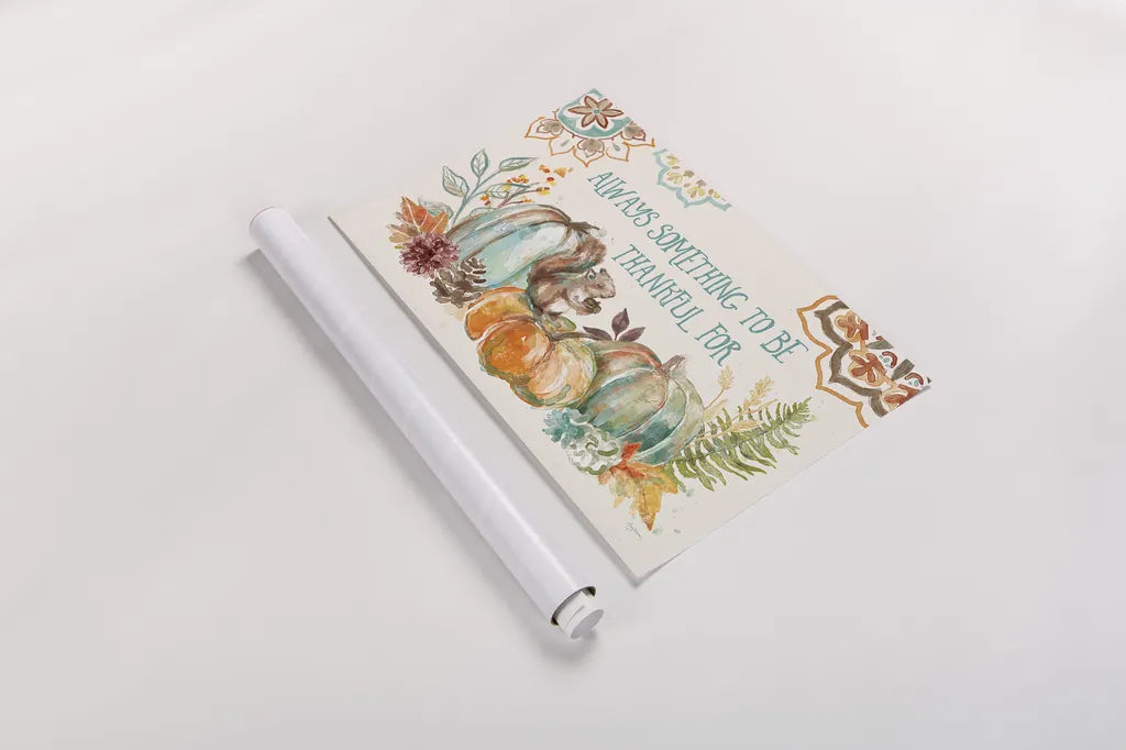 Autumn Friends I by Mary Urban. shown as a rolled paper print. Available as archival giclee rolled canvas, fine art paper, or poster print. SKU 49830i.