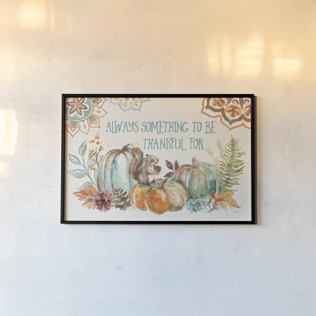 Autumn Friends I by Mary Urban. shown as a paper print in a black flame. Available as a archival giclee rolled canvas, fine art paper, or poster print. SKU 49830i.