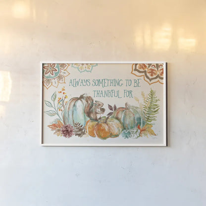 Autumn Friends I by Mary Urban. shown as a paper print in a white frame. Available as a archival giclee rolled canvas, fine art paper, or poster print. SKU 49830i.