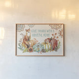 Autumn Friends II by Mary Urban. shown as a paper print in a natural frame. Available as a archival giclee rolled canvas, fine art paper, or poster print. SKU 49831i.