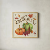 Autumn Harvest I Linen by Mary Urban. Shown in a natural wood glass frame for a timeless modern aesthetic. Available as an archival giclee rolled canvas, fine art paper, or poster print. SKU 47590a.