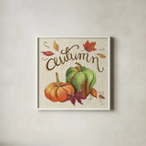 Autumn Harvest I Linen by Mary Urban. Shown in a crisp white glass frame for a clean and minimalist style. Available as an archival giclee rolled canvas, fine art paper, or poster print. SKU 47590a.