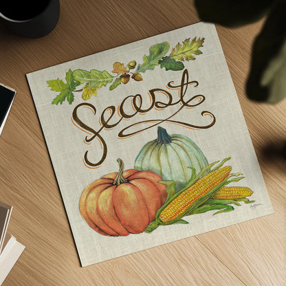 Autumn Harvest II Linen by Mary Urban. Shown as a detailed flat fine art print, highlighting archival giclee quality. Available as an archival giclee rolled canvas, fine art paper, or poster print. SKU 47591a.