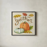 Autumn Harvest III Linen by Mary Urban. Shown in a sleek black glass frame for a contemporary gallery look. Available as an archival giclee rolled canvas, fine art paper, or poster print. SKU 47592a.