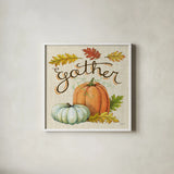 Autumn Harvest III Linen by Mary Urban. Shown in a crisp white glass frame for a clean and minimalist style. Available as an archival giclee rolled canvas, fine art paper, or poster print. SKU 47592a.