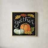 Autumn Harvest III Square by Mary Urban. Shown in a natural wood glass frame for a timeless modern aesthetic. Available as an archival giclee rolled canvas, fine art paper, or poster print. SKU 33115a.