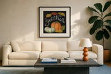 Autumn Harvest III Square by Mary Urban. Displayed in a glass frame with matte in a clean modern living room. Available as an archival giclee rolled canvas, fine art paper, or poster print. SKU 33115a.