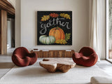 Autumn Harvest III Square by Mary Urban. Shown as extra-large giant wall art in a modern living room. Available as an archival giclee rolled canvas, fine art paper, or poster print. SKU 33115a.