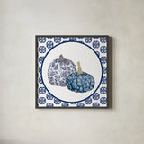 Autumn Harvest IV Chinoiserie by Mary Urban. Shown in a sleek black glass frame for a contemporary gallery look. Available as an archival giclee rolled canvas, fine art paper, or poster print. SKU 82808a.