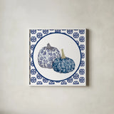 Autumn Harvest IV Chinoiserie by Mary Urban. Shown in a crisp white glass frame for a clean and minimalist style. Available as an archival giclee rolled canvas, fine art paper, or poster print. SKU 82808a.
