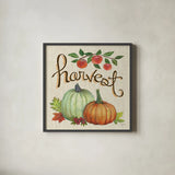 Autumn Harvest IV Linen by Mary Urban. Shown in a sleek black glass frame for a contemporary gallery look. Available as an archival giclee rolled canvas, fine art paper, or poster print. SKU 47593a.