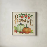 Autumn Harvest IV Linen by Mary Urban. Shown in a crisp white glass frame for a clean and minimalist style. Available as an archival giclee rolled canvas, fine art paper, or poster print. SKU 47593a.