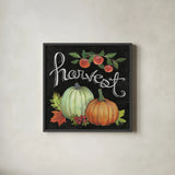 Autumn Harvest IV Square by Mary Urban. Shown in a sleek black glass frame for a contemporary gallery look. Available as an archival giclee rolled canvas, fine art paper, or poster print. SKU 33116a.