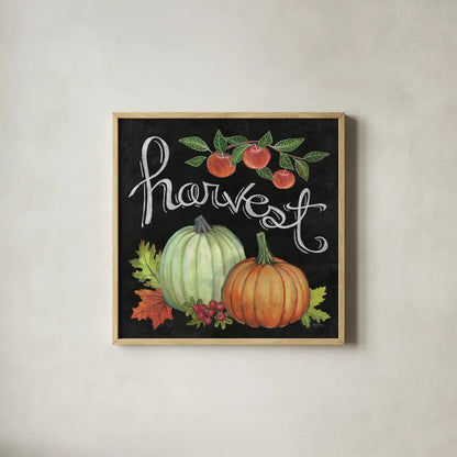Autumn Harvest IV Square by Mary Urban. Shown in a natural wood glass frame for a timeless modern aesthetic. Available as an archival giclee rolled canvas, fine art paper, or poster print. SKU 33116a.