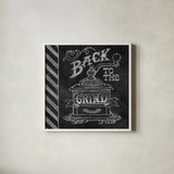 Back to the Grind by Mary Urban. Shown in a crisp white glass frame for a clean and minimalist style. Available as an archival giclee rolled canvas, fine art paper, or poster print. SKU 19839a.