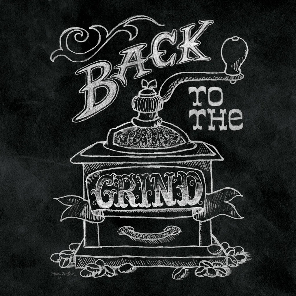 Back to the Grind No Border Square by Mary Urban. SKU 38644a. Archival Giclee Fine art print for wall decor.