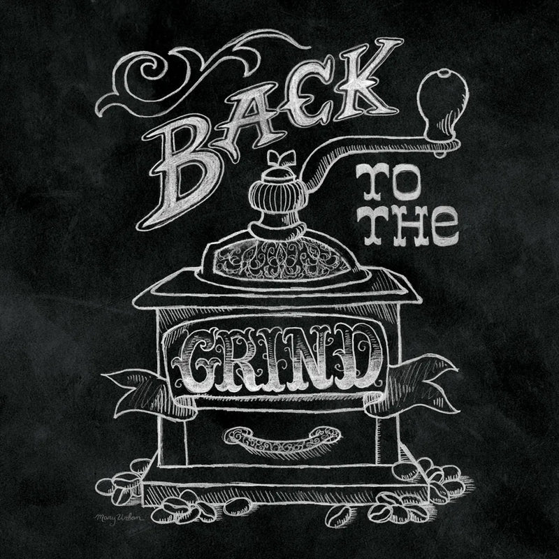 Back to the Grind No Border Square by Mary Urban. SKU 38644a. Archival Giclee Fine art print for wall decor.