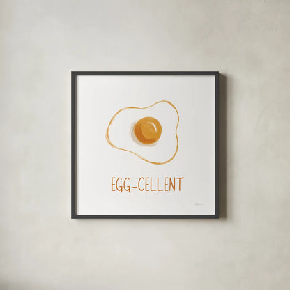Bacon and Eggs II by Mary Urban. Shown in a sleek black glass frame for a contemporary gallery look. Available as an archival giclee rolled canvas, fine art paper, or poster print. SKU 76218a.