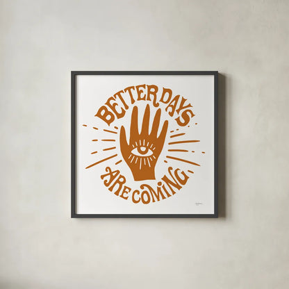 Better Days by Mary Urban. Shown in a sleek black glass frame for a contemporary gallery look. Available as an archival giclee rolled canvas, fine art paper, or poster print. SKU 77609a.