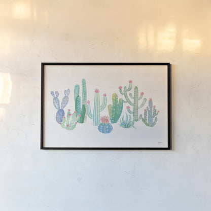 Bohemian Cactus I by Mary Urban. shown as a paper print in a black flame. Available as a archival giclee rolled canvas, fine art paper, or poster print. SKU 46231i.