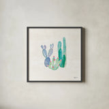Bohemian Cactus II by Mary Urban. Shown in a sleek black glass frame for a contemporary gallery look. Available as an archival giclee rolled canvas, fine art paper, or poster print. SKU 46232a.