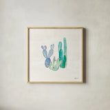 Bohemian Cactus II by Mary Urban. Shown in a natural wood glass frame for a timeless modern aesthetic. Available as an archival giclee rolled canvas, fine art paper, or poster print. SKU 46232a.