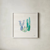 Bohemian Cactus II by Mary Urban. Shown in a crisp white glass frame for a clean and minimalist style. Available as an archival giclee rolled canvas, fine art paper, or poster print. SKU 46232a.