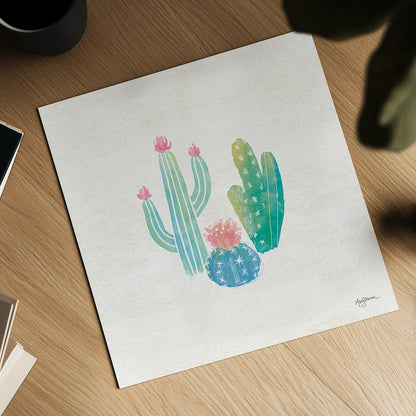 Bohemian Cactus III by Mary Urban. Shown as a detailed flat fine art print, highlighting archival giclee quality. Available as an archival giclee rolled canvas, fine art paper, or poster print. SKU 46233a.