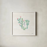 Bohemian Cactus IV by Mary Urban. Shown in a crisp white glass frame for a clean and minimalist style. Available as an archival giclee rolled canvas, fine art paper, or poster print. SKU 46234a.