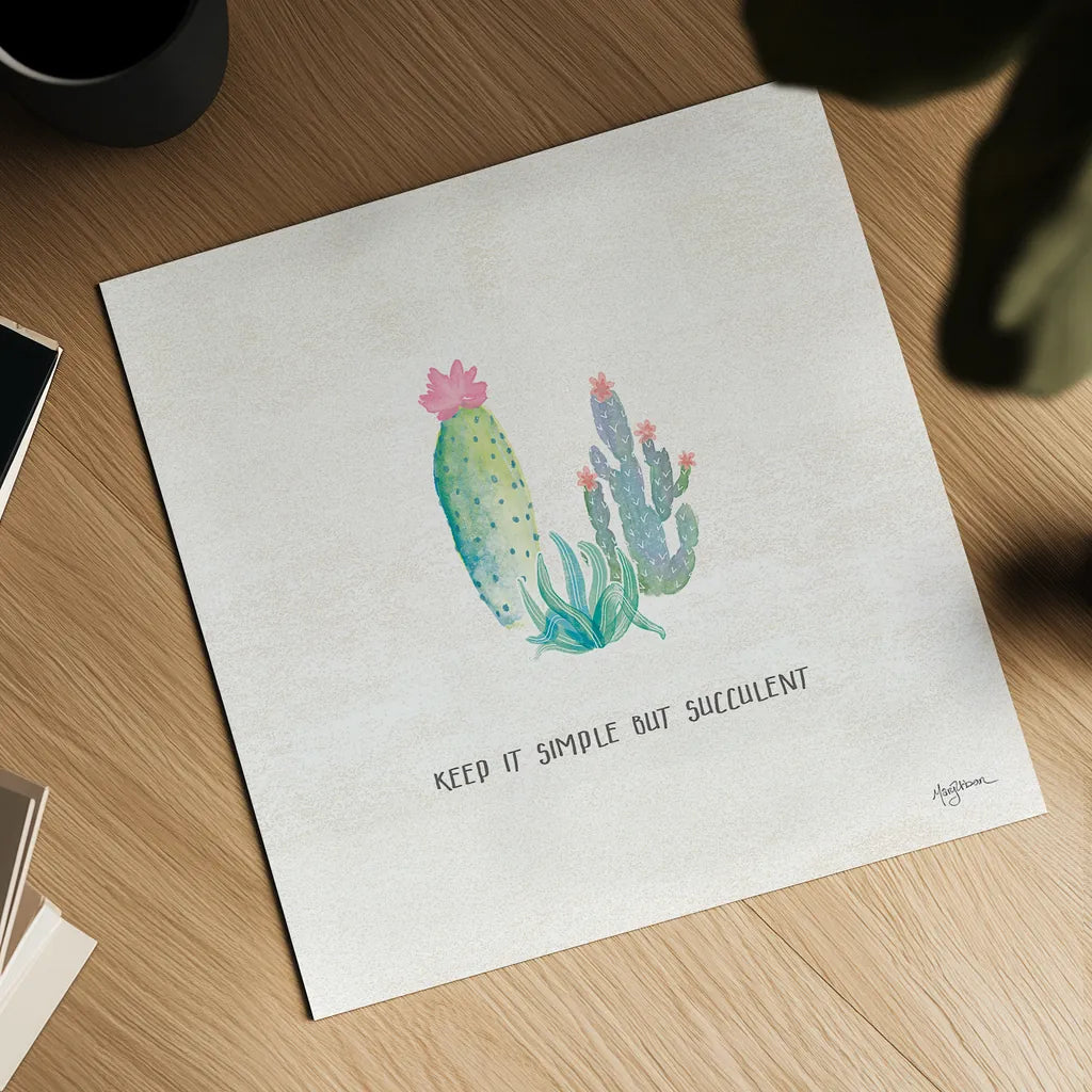 Bohemian Cactus IX by Mary Urban. Shown as a detailed flat fine art print, highlighting archival giclee quality. Available as an archival giclee rolled canvas, fine art paper, or poster print. SKU 46239a.