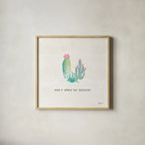 Bohemian Cactus IX by Mary Urban. Shown in a natural wood glass frame for a timeless modern aesthetic. Available as an archival giclee rolled canvas, fine art paper, or poster print. SKU 46239a.