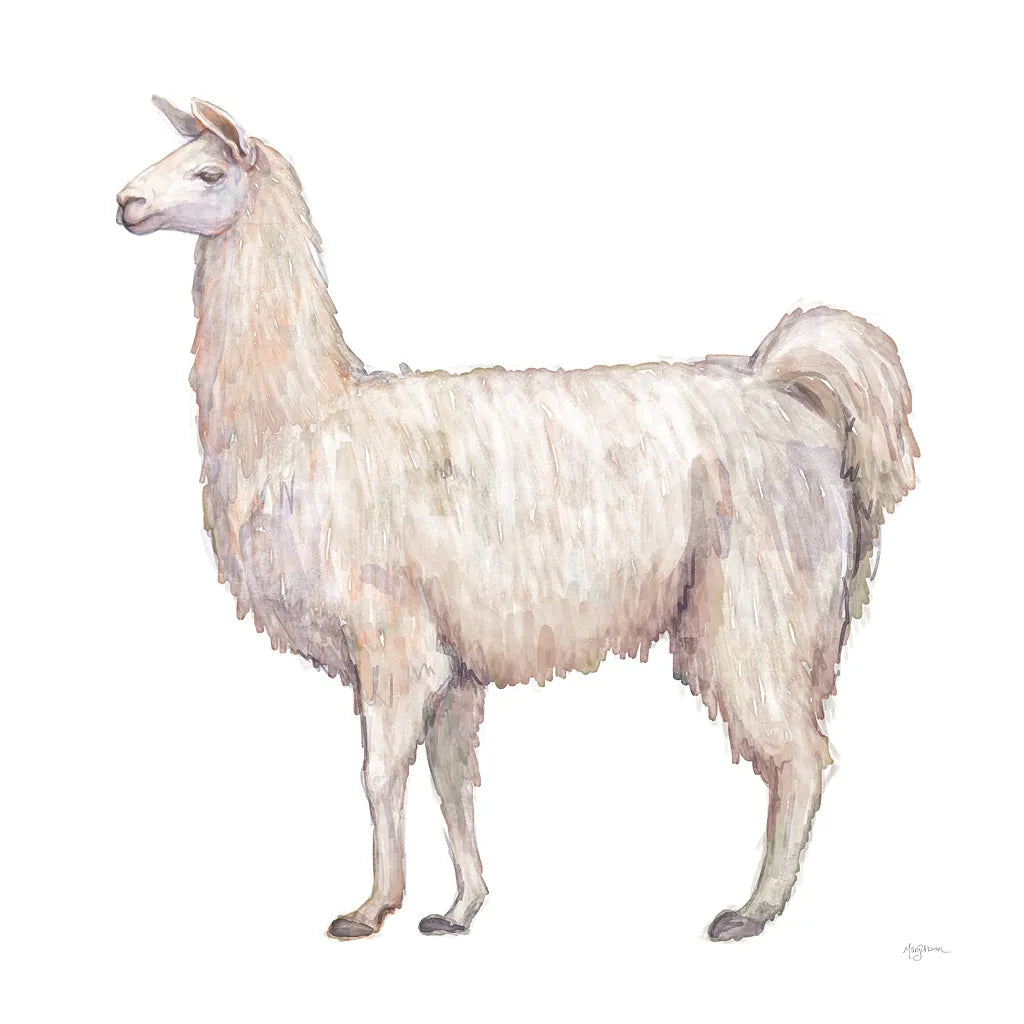 Bohemian Cactus Llama by Mary Urban. SKU 46810a. Archival Giclee Fine art print for wall decor.