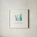 Bohemian Cactus VI by Mary Urban. Shown in a crisp white glass frame for a clean and minimalist style. Available as an archival giclee rolled canvas, fine art paper, or poster print. SKU 46236a.