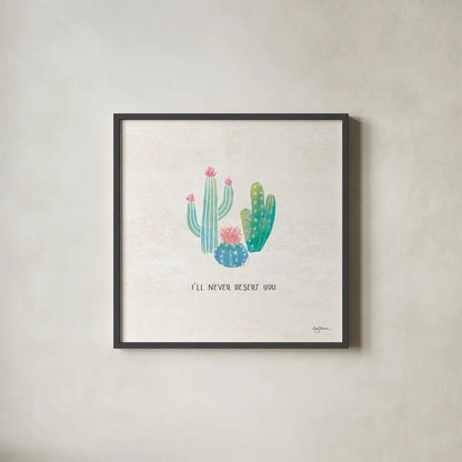 Bohemian Cactus VII by Mary Urban. Shown in a sleek black glass frame for a contemporary gallery look. Available as an archival giclee rolled canvas, fine art paper, or poster print. SKU 46237a.