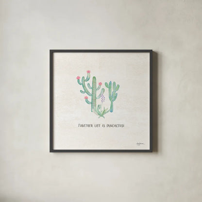Bohemian Cactus VIII by Mary Urban. Shown in a sleek black glass frame for a contemporary gallery look. Available as an archival giclee rolled canvas, fine art paper, or poster print. SKU 46238a.