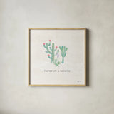 Bohemian Cactus VIII by Mary Urban. Shown in a natural wood glass frame for a timeless modern aesthetic. Available as an archival giclee rolled canvas, fine art paper, or poster print. SKU 46238a.