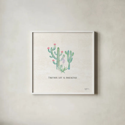 Bohemian Cactus VIII by Mary Urban. Shown in a crisp white glass frame for a clean and minimalist style. Available as an archival giclee rolled canvas, fine art paper, or poster print. SKU 46238a.